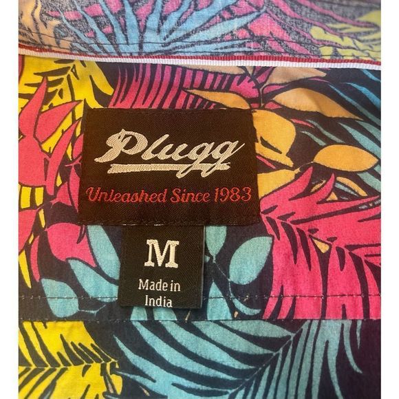 Plugg Mens Short Sleeve Button Up Tropical Print Shirt - Picture 5 of 6